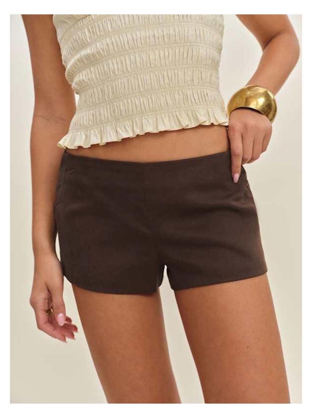 Reformation Dark Brown Low Waist Tailored Shorts NWT